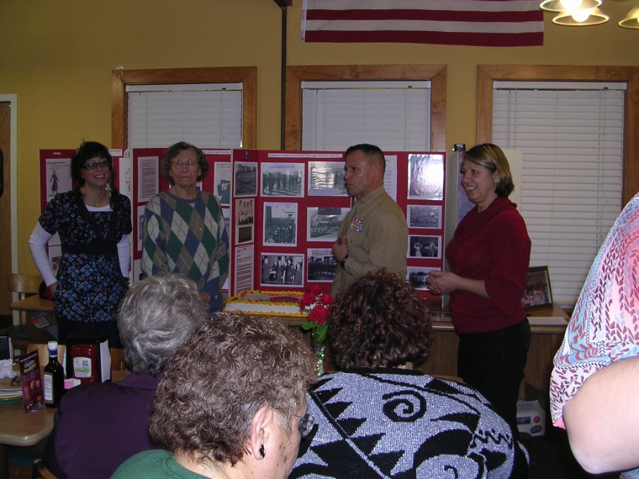CO of Camp Lejeune, Daniel Lecce celebrates 69th Anniversary with women Marines at the Golden Correl.
